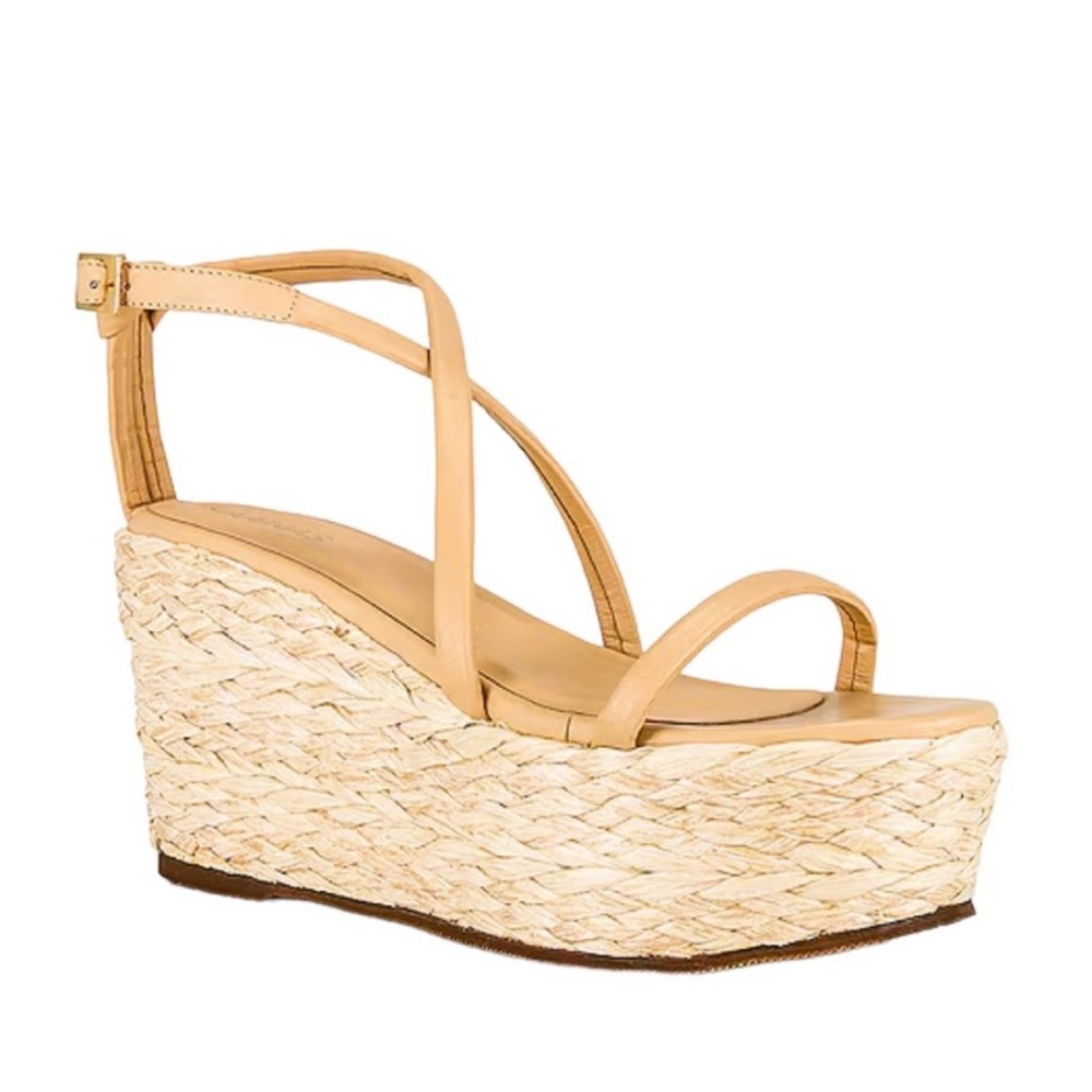 Kaanas Colon Ankle-Strap Raffia Wedge